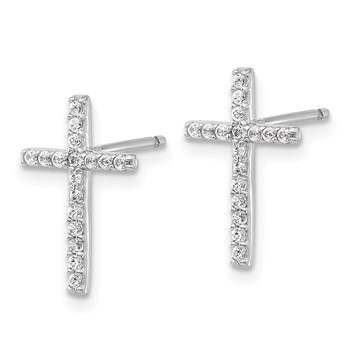 Cheryl M Sterling Silver Rhodium-plated Brilliant-cut CZ Cross Post Earrings — alternate view