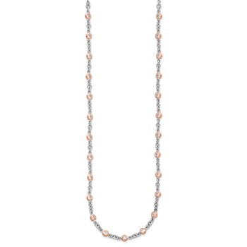 Cheryl M Sterling Silver Rhodium-plated and Rose Gold-plated Accent Brilliant-cut CZ Bezel 42 Station 24 Inch Necklace — alternate view