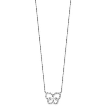 Cheryl M Sterling Silver Rhodium-plated Brilliant-cut CZ Butterfly 18 Inch Necklace with 2 Inch Extender — alternate view