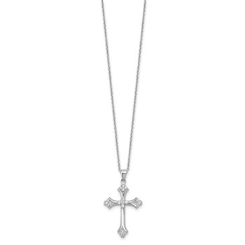 Cheryl M Sterling Silver Rhodium-plated Brilliant-cut CZ Cross 18 Inch Necklace with 2 Inch Extender — alternate view