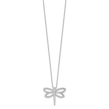 Cheryl M Sterling Silver Rhodium-plated Brilliant-cut CZ Dragonfly 18 Inch Necklace with 2 Inch Extender — alternate view