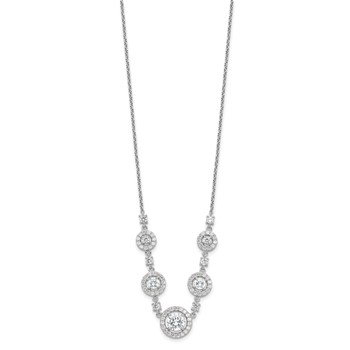 Cheryl M Sterling Silver Rhodium-plated Brilliant-cut CZ Fancy Halo Circles 18 Inch Necklace — alternate view