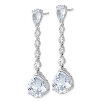 Cheryl M Sterling Silver Rhodium-plated Fancy Brilliant-cut CZ Teardrop Post Dangle Earrings — alternate view