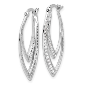 Cheryl M Sterling Silver Rhodium-plated Brilliant-cut CZ Double Marquise Shaped Hoop Earrings — alternate view