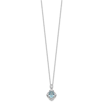 Cheryl M Sterling Silver Rhodium-plated Brilliant-cut Blue Glass and White CZ 18 Inch Necklace — alternate view