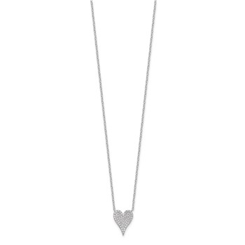 Cheryl M Sterling Silver Rhodium-plated Brilliant-cut Pave CZ Heart 18 Inch Necklace — alternate view
