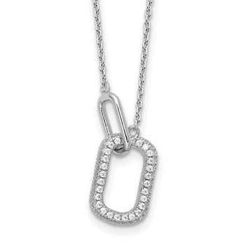 Cheryl M Sterling Silver Rhodium-plated Brilliant-cut CZ Oval Links 18 Inch Necklace