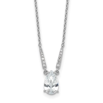 Cheryl M Sterling Silver Rhodium-plated Brilliant-cut CZ Pear Shaped 18 Inch Necklace