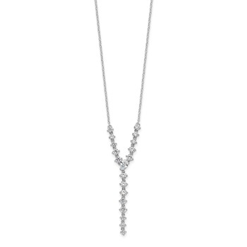 Cheryl M Sterling Silver Rhodium-plated Fancy Brilliant-cut Round & Pear CZ Y-Drop 16 Inch Necklace — alternate view