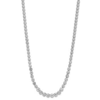 Cheryl M Sterling Silver Rhodium-plated Fancy Graduated Brilliant-cut CZ Cluster 18 Inch Necklace with 2 Inch Extender — alternate view