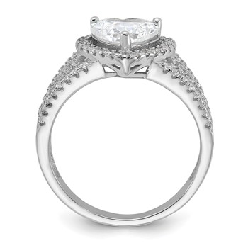 Cheryl M Sterling Silver Rhodium-plated Brilliant-cut CZ Halo Heart Ring — alternate view