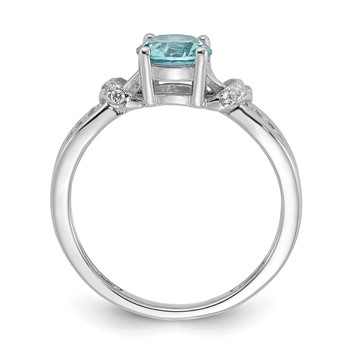 Cheryl M Sterling Silver Rhodium-plated Brilliant-cut Blue Glass and White CZ Ring — alternate view
