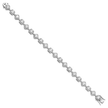 Cheryl M Sterling Silver Rhodium-plated Fancy Brilliant-cut and Cushion-cut CZ 7.5 Inch Bracelet — alternate view