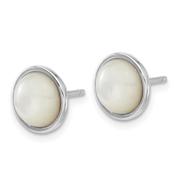 Cheryl M Sterling Silver Rhodium-plated Cabochon Mother of Pearl Post Stud Earrings — alternate view