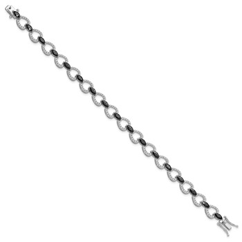 Cheryl M Sterling Silver Rhodium-plated Fancy Marquise-cut Black CZ and Brilliant-cut White CZ 7.5 Inch Bracelet — alternate view
