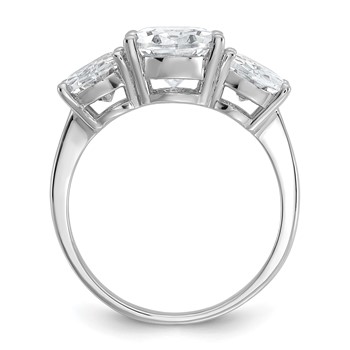 Cheryl M Sterling Silver Rhodium-plated Polished Oval CZ 3-Stone Ring — alternate view
