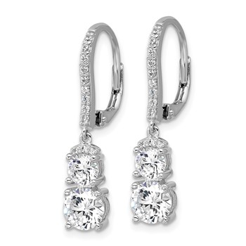Cheryl M Sterling Silver Rhodium-plated Polished Fancy CZ Leverback Dangle Earrings — alternate view