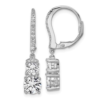 Cheryl M Sterling Silver Rhodium-plated Polished Fancy CZ Leverback Dangle Earrings