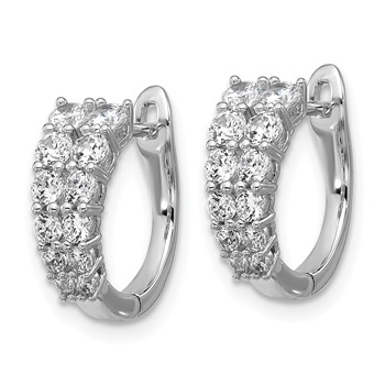 Cheryl M Sterling Silver Rhodium-plated Polished Graduated CZ Hinged Round Hoop Earrings — alternate view