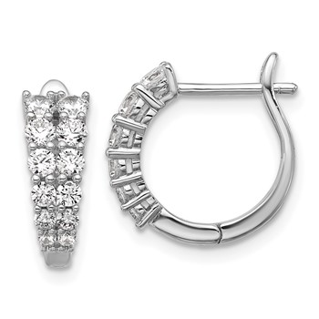 Cheryl M Sterling Silver Rhodium-plated Polished Graduated CZ Hinged Round Hoop Earrings