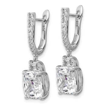 Cheryl M Sterling Silver Rhodium-plated Polished Fancy Cushion-cut CZ Hinged Post Dangle Earrings — alternate view
