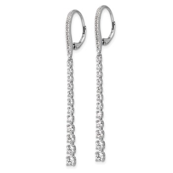 Cheryl M Sterling Silver Rhodium-plated Polished Graduated CZ Leverback Dangle Earrings — alternate view