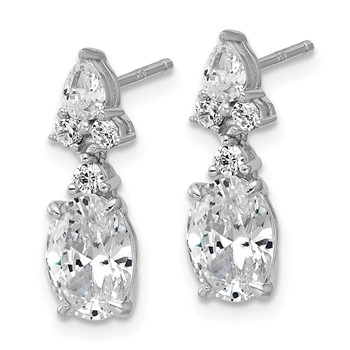 Cheryl M Sterling Silver Rhodium-plated Polished Fancy Multi-cut CZ Post Dangle Earrings — alternate view