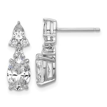 Cheryl M Sterling Silver Rhodium-plated Polished Fancy Multi-cut CZ Post Dangle Earrings