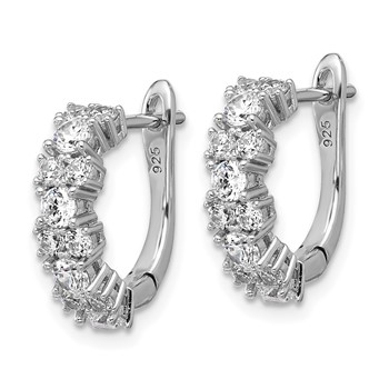 Cheryl M Sterling Silver Rhodium-plated Polished Fancy CZ Hinged Hoop Earrings — alternate view