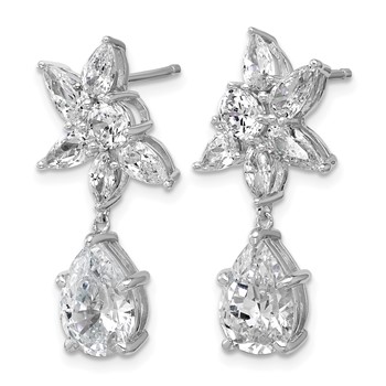 Cheryl M Sterling Silver Rhodium-plated Polished Fancy Multi-cut CZ Post Dangle Earrings — alternate view