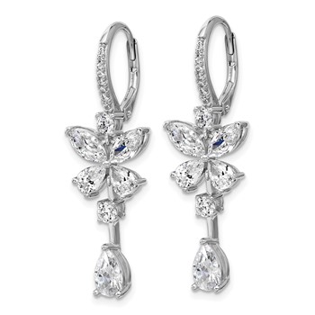 Cheryl M Sterling Silver Rhodium-plated Polished Fancy CZ Butterfly Leverback Dangle Earrings — alternate view