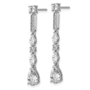 Cheryl M Sterling Silver Rhodium-plated Polished Fancy CZ Teardrop Post Dangle Earrings — alternate view