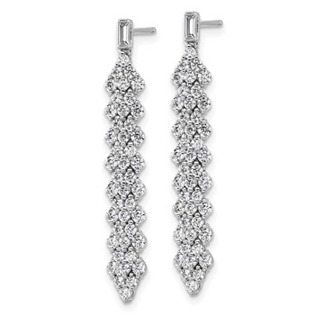 Cheryl M Sterling Silver Rhodium-plated Polished Fancy CZ Post Dangle Earrings — alternate view