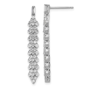 Cheryl M Sterling Silver Rhodium-plated Polished Fancy CZ Post Dangle Earrings