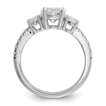 Cheryl M Sterling Silver Rhodium-plated Polished Fancy 3-Stone Oval CZ Ring — alternate view