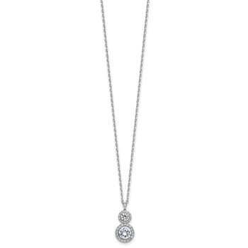 Cheryl M Sterling Silver Rhodium-plated Polished Double Round CZ Halo with 2 Inch Extension Necklace — alternate view