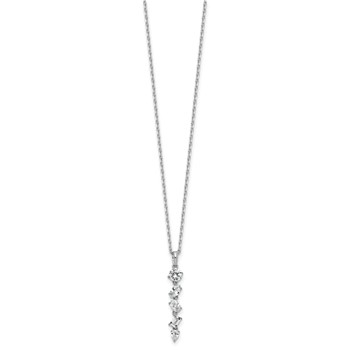 Cheryl M Sterling Silver Rhodium-plated Polished Fancy Multi-cut CZ with 2 Inch Extension Necklace — alternate view