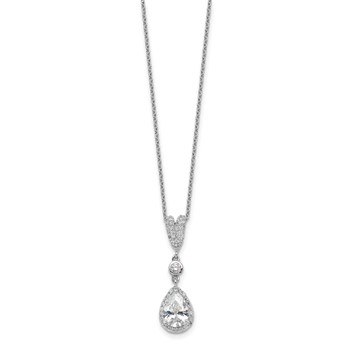 Cheryl M Sterling Silver Rhodium-plated Brilliant-cut CZ Teardrop and Bezel Halo 18 Inch Necklace — alternate view