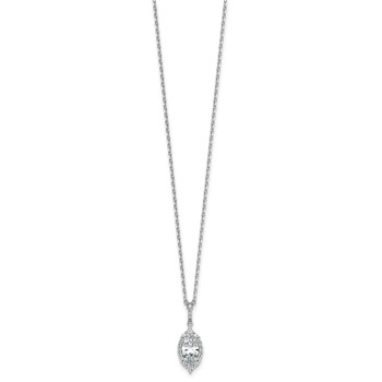 Cheryl M Sterling Silver Rhodium-plated Polished Fancy Marquise CZ Halo with 2 Inch Extension Necklace — alternate view