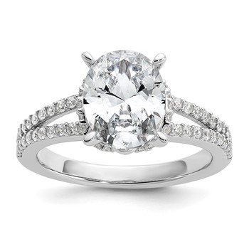 Cheryl M Sterling Silver Rhodium-plated Polished Fancy Oval CZ Ring