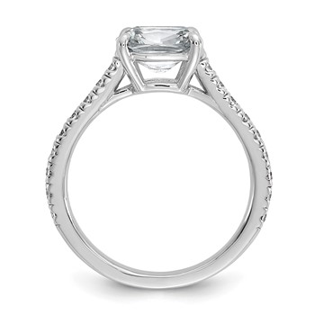 Cheryl M Sterling Silver Rhodium-plated Polished Fancy East-West Cushion-cut CZ Ring — alternate view