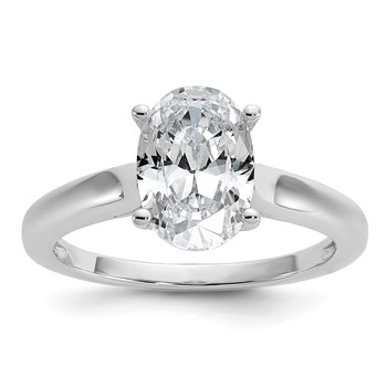 Cheryl M Sterling Silver Rhodium-plated Polished Oval CZ Ring
