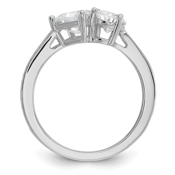 Cheryl M Sterling Silver Rhodium-plated Polished Pear and Square CZ Ring — alternate view