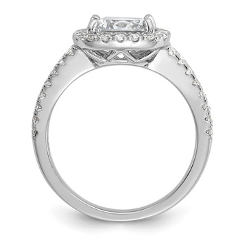 Cheryl M Sterling Silver Rhodium-plated Polished Cushion-cut CZ Halo Ring — alternate view