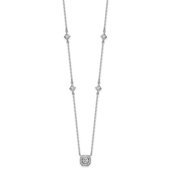 Cheryl M Sterling Silver Rhodium-plated Polished Fancy CZ Station with 2 Inch Extension Necklace — alternate view