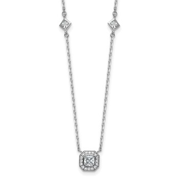 Cheryl M Sterling Silver Rhodium-plated Polished Fancy CZ Station with 2 Inch Extension Necklace