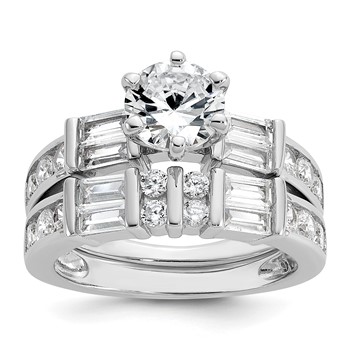 Cheryl M Sterling Silver Rhodium-plated Polished CZ Ring Set