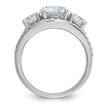 Cheryl M Sterling Silver Rhodium-plated Polished 3-Stone CZ Ring with 2 Bands Ring Set — alternate view