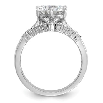 Cheryl M Sterling Silver Rhodium-plated Polished Fancy CZ with Two 3-Row Bands Ring Set — alternate view