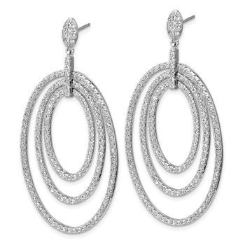 Cheryl M Sterling Silver Rhodium-plated Polished Fancy CZ Ovals Post Dangle Earrings — alternate view